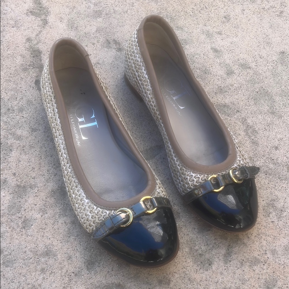 AGL Women's Monika Tweed Cap Toe Slip on Ballet Flats Size 38/8.5